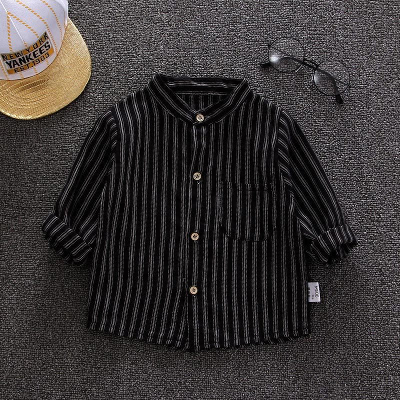 Kemeja Anak Laki laki/Cowok Usia 2-6 Tahun Lengan Panjang Stripe Bahan Premium Impor