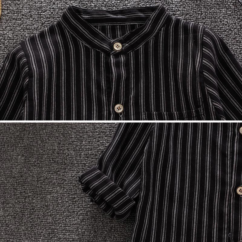 Kemeja Anak Laki laki/Cowok Usia 2-6 Tahun Lengan Panjang Stripe Bahan Premium Impor