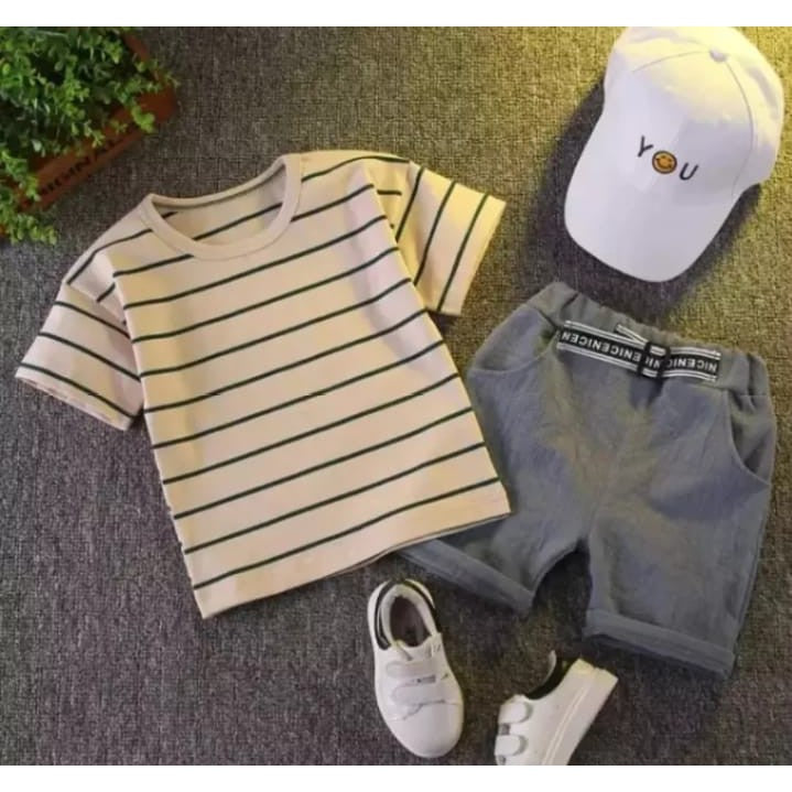 Setelan anak Baju/Kaos Laki-laki Stripe Bahan Impor/Premium Combad 30s 1-5 Tahun