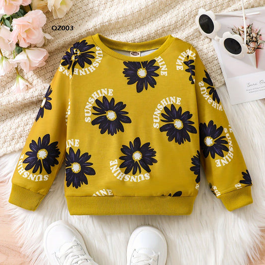 Baju Sweater Rajut Premium Motif Bunga Anak Perempuan Sunshine Yellow Flower Promo QZ003