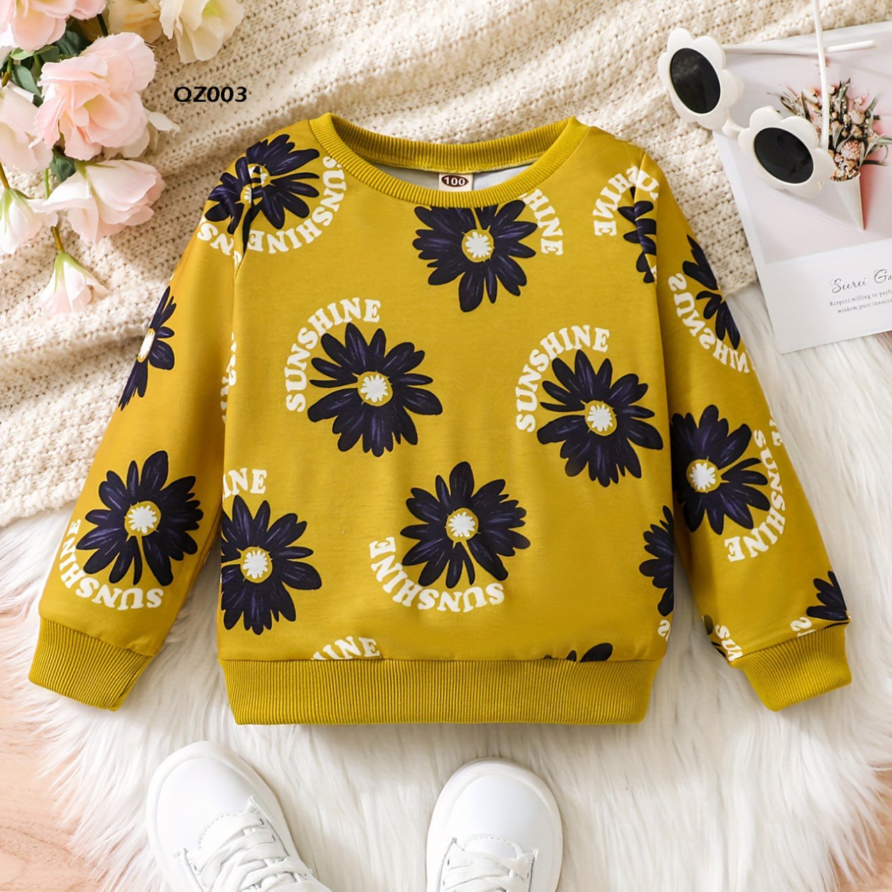 Baju Sweater Rajut Premium Motif Bunga Anak Perempuan