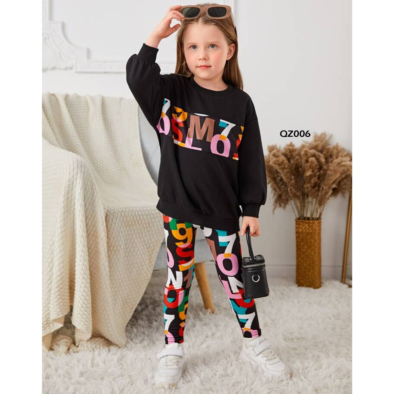 Sweater/Kaos Olahraga Lengan Panjang  Print Huruf, Legging Cetak Huruf Bayi Anak Perempuan 2-6 Tahun