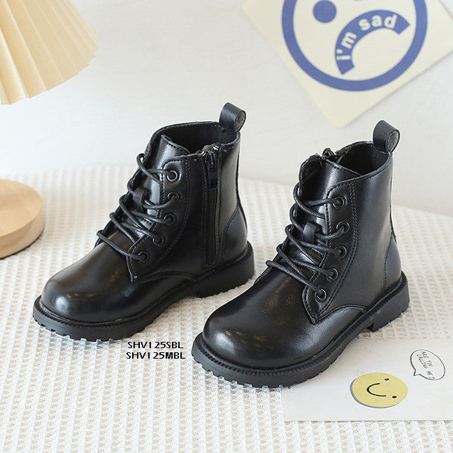 Sepatu Bot Boots Buts Tinggi Anak Anak Sneakers Laki Laki Perempuan Cewek Cowok Kulit Sintetis Tali Slip On Resleting Praktis Import Usia 1-6 Tahun