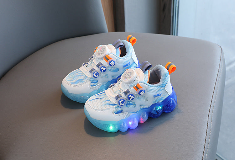 Sepatu Sneakers Anak Cewek/ Cowok LED Tali Putar  Bahan Premium Kualitas Impor