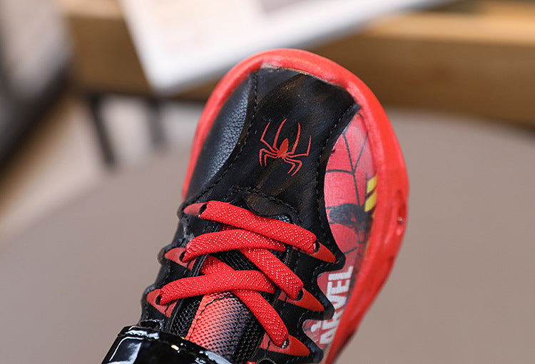Sepatu LED Sporty Spiderman Anak Cowok / Laki-laki  Usia 1-5 Tahun Bahan Premium Impor