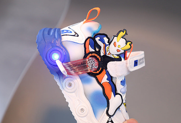 Sepatu LED Sporty Ultraman Anak Cowok / Laki-laki  Usia 1-5 Tahun Bahan Premium Impor