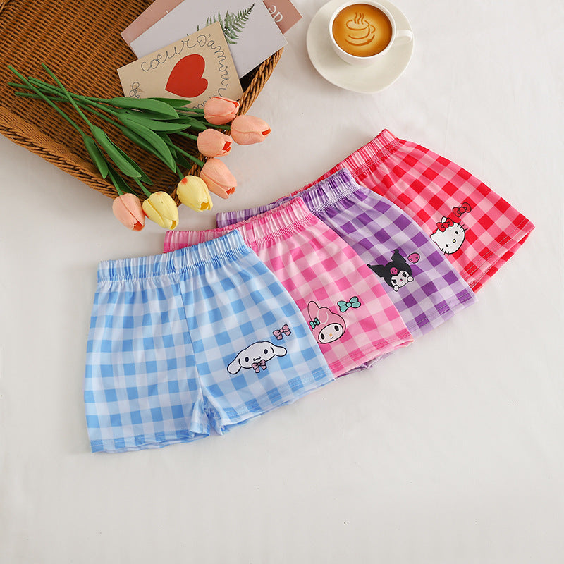 Setelan Baju Celana Kotak Cewek / Perempuan 1-6 Tahun Sanrio Kuromi Melody Hello Kitty Blue Cinnamon Bahan Premium Impor