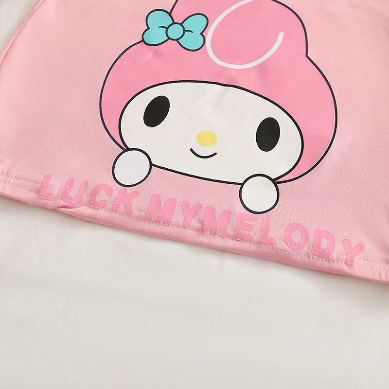 Setelan Baju Celana Kotak Cewek / Perempuan 1-6 Tahun Sanrio Kuromi Melody Hello Kitty Blue Cinnamon Bahan Premium Impor