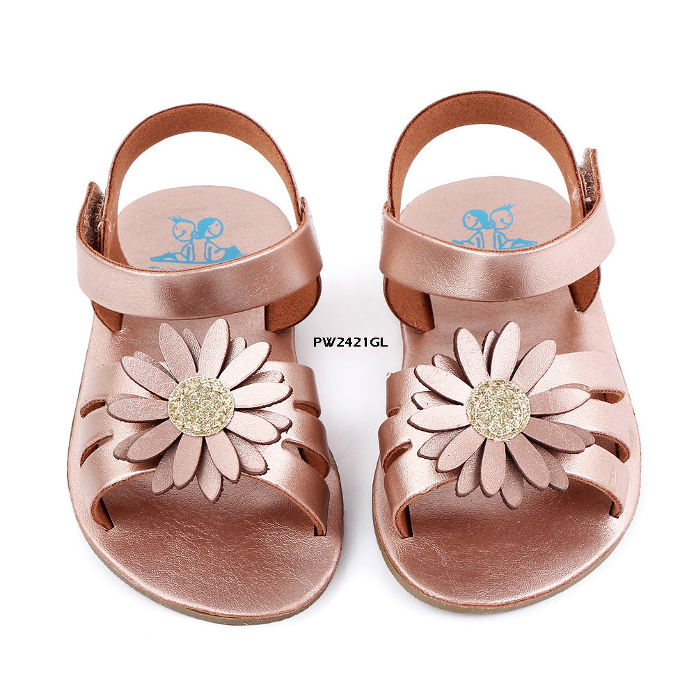 Sandal Bayi Prewalker Sun Flower Gold cewek/perempuan usia 1-8 Bulan Bahan Premium Impor