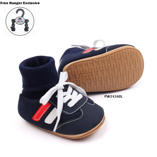 Sepatu Bayi Prewalker Tali Stripe cowok/laki usia 1-8 Bulan Bahan Premium Impor