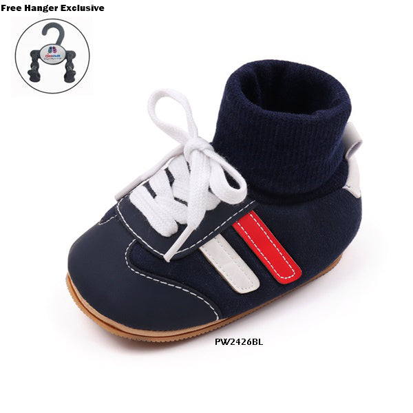 Sepatu Bayi Prewalker Tali Stripe cowok/laki usia 1-8 Bulan Bahan Premium Impor