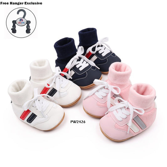 Sepatu Bayi Prewalker Tali Stripe cowok/laki usia 1-8 Bulan Bahan Premium Impor