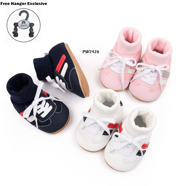 Sepatu Bayi Prewalker Tali Stripe cowok/laki usia 1-8 Bulan Bahan Premium Impor