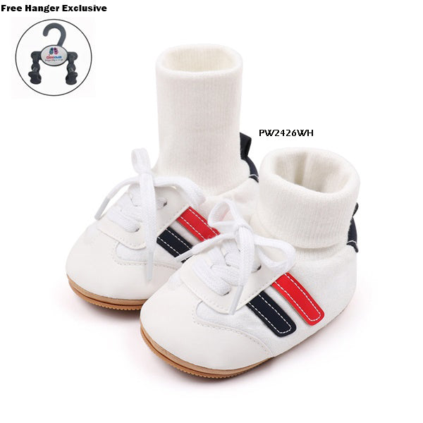 Sepatu Bayi Prewalker Tali Stripe cowok/laki usia 1-8 Bulan Bahan Premium Impor