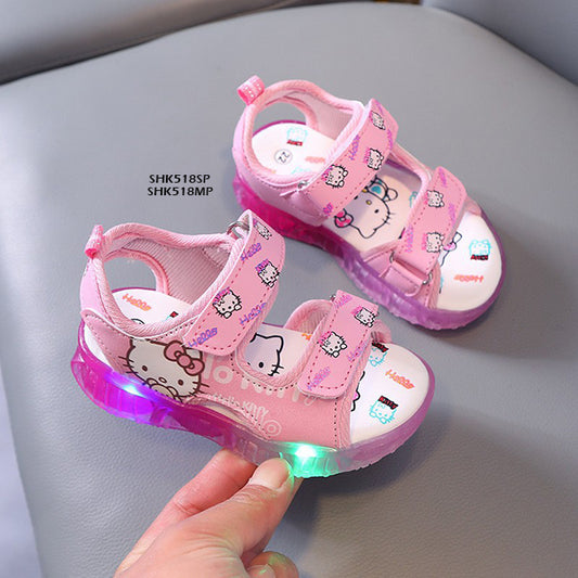 Sepatu Sandal Anak Hello Kitty LED cewek/perempuan usia 1-5 Tahun Bahan Premium Impor