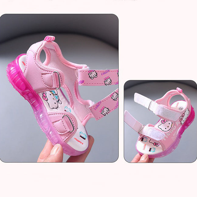 Sepatu Sandal Anak Hello Kitty LED cewek/perempuan usia 1-5 Tahun Bahan Premium Impor