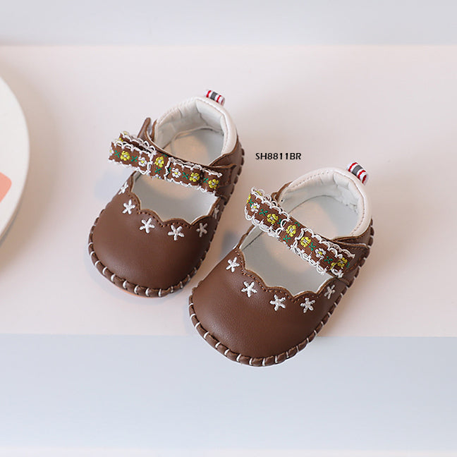 Sepatu Sandal Anak Bordir Bunga cowok/laki usia 0-12 Bulan Bahan Premium Impor