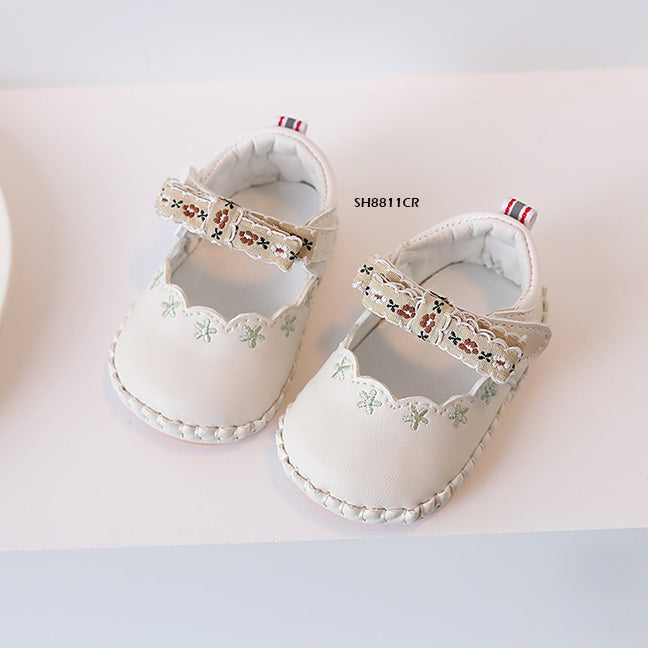 Sepatu Sandal Anak Bordir Bunga cowok/laki usia 0-12 Bulan Bahan Premium Impor