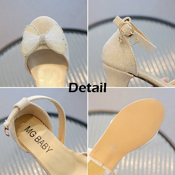 Sandal Pesta Anak Heels Butterfly Ribbon cewek/perempuan usia 3-10 Tahun Bahan Premium Impor