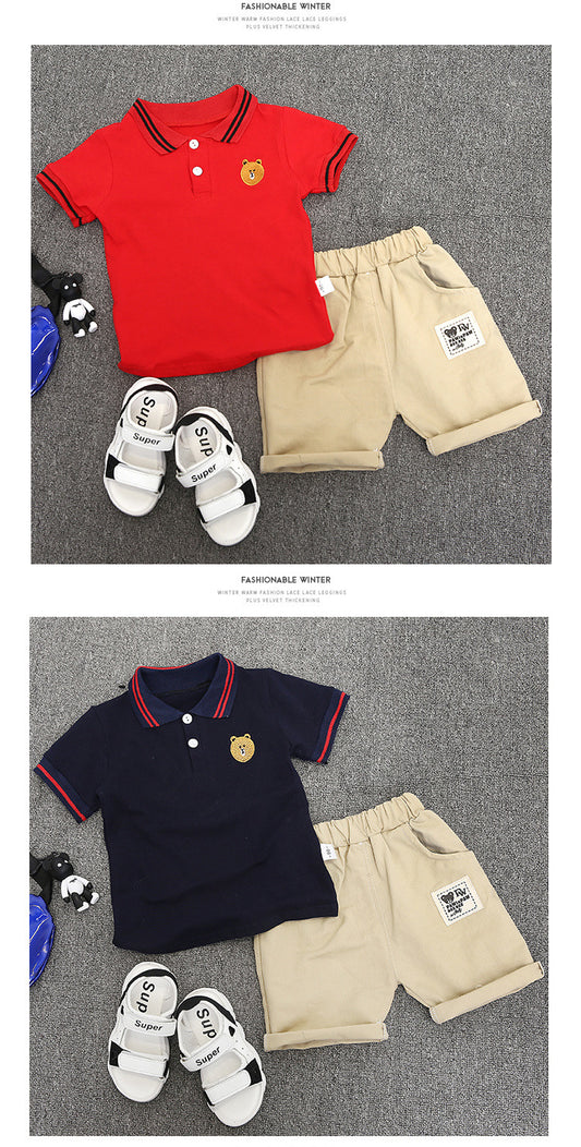 Setelan Baju dan Celana Anak  Shirt / Kaos anak  Premium / Kaos Anak / kaos motif bordir bear dan Celana Premium