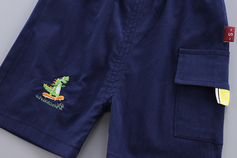 Setelan Baju/Kaos Polo Celana Pendek Anak Laki-Laki Motif Garis Bahan Premium/Impor