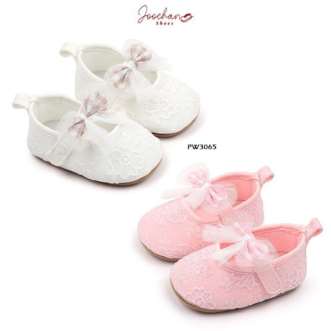 Sepatu Sneaker Prewalker Bayi Perempuan  Bordir Ribbon Style