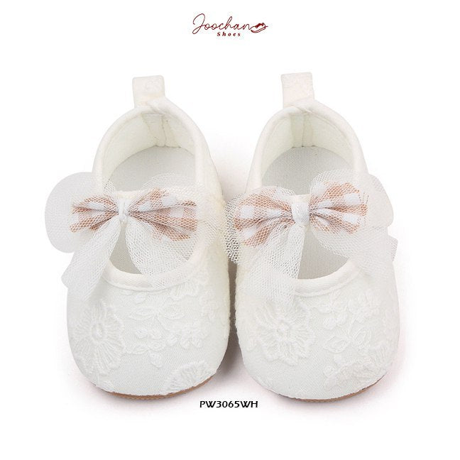 Sepatu Sneaker Prewalker Bayi Perempuan  Bordir Ribbon Style