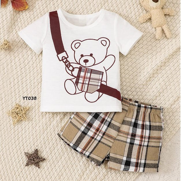 Baju Setelan Anak Laki Laki Motif Bearberry Lucu