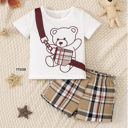 Baju Setelan Anak Laki Laki Motif Bearberry Lucu