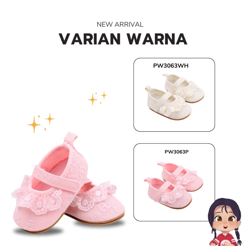 Sepatu Prewalker Bayi Perempuan Cewek Renda Style Bahan Premium