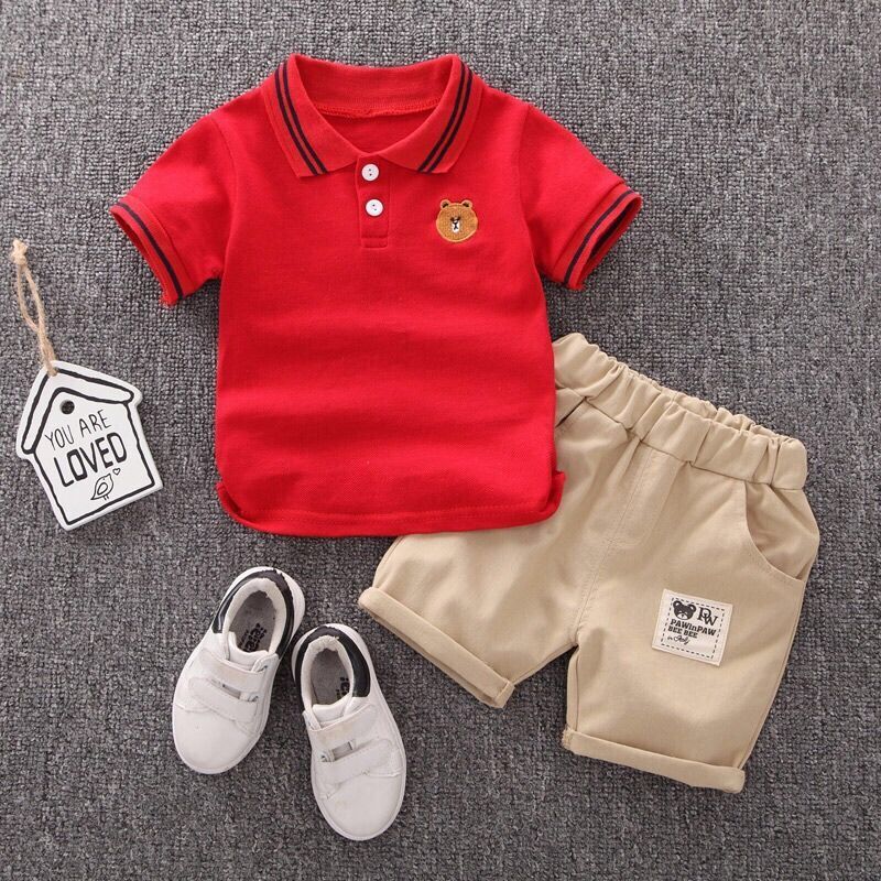 Setelan Baju dan Celana Anak  Shirt / Kaos anak  Premium / Kaos Anak / kaos motif bordir bear dan Celana Premium