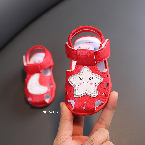 Sepatu Sandal Anak Cewek/Perempuan Usia 1-12 Bulan Style Bulan Bintang  Bahan Premium Impor