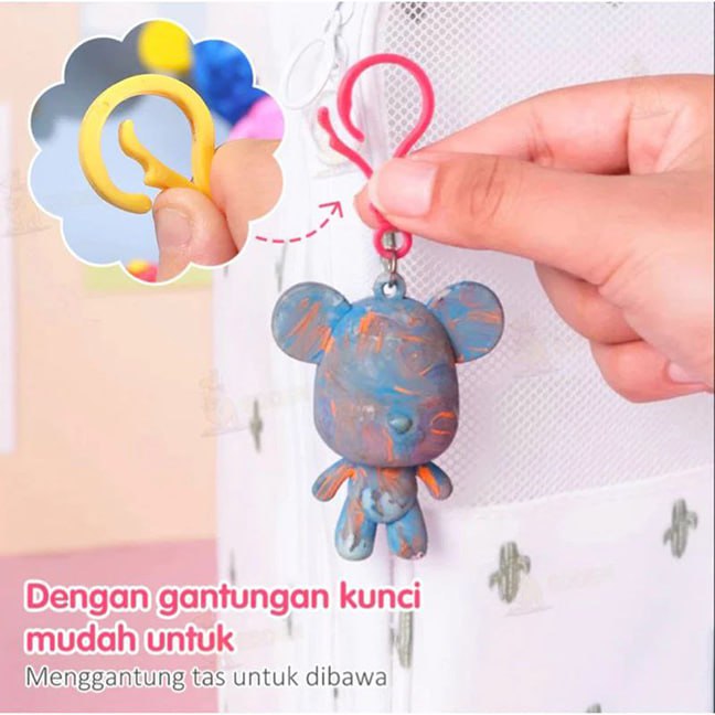 Gantungan Kunci dan Mainan Edukatif Tas Anak Motif Bear Bahan Premium Impor