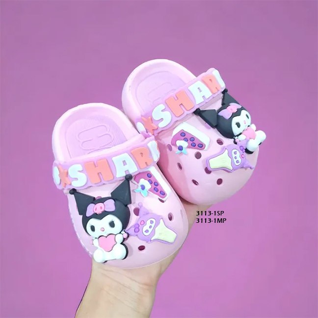 Sandal Crocs Anak Cewek/Perempuan Usia 1-5 Tahun  Shark Kuromi Bahan Premium Impor