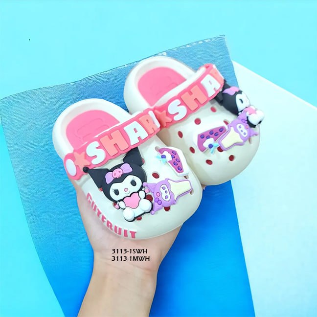 Sandal Crocs Anak Cewek/Perempuan Usia 1-5 Tahun  Shark Kuromi Bahan Premium Impor