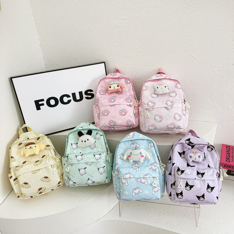 Tas Ransel Sekolah Anak Cewek/Perempuan  TK SD  Style Sanrio / Cinnamoroll Plus Doll Bahan Premium Impor