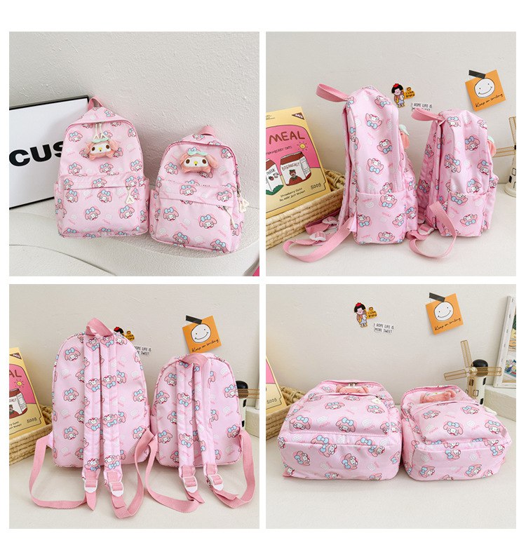 Tas Ransel Sekolah Anak Cewek/Perempuan  TK SD  Style Sanrio / Cinnamoroll Plus Doll Bahan Premium Impor