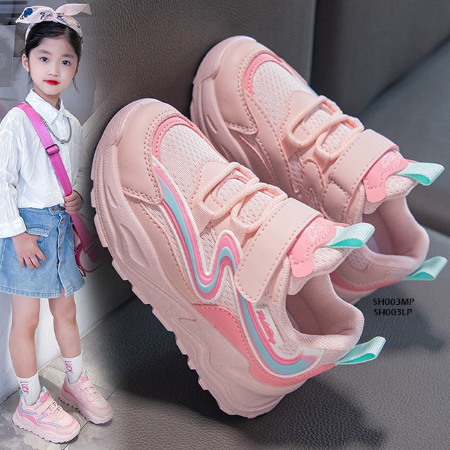 Sepatu Sneaker Anak Cewek/Perempuan usia 4 - 13 Tahun  Style Gelombang  Bahan Premium Impor