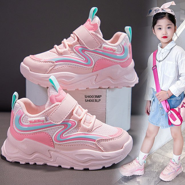 Sepatu Sneaker Anak Cewek/Perempuan usia 4 - 13 Tahun  Style Gelombang  Bahan Premium Impor