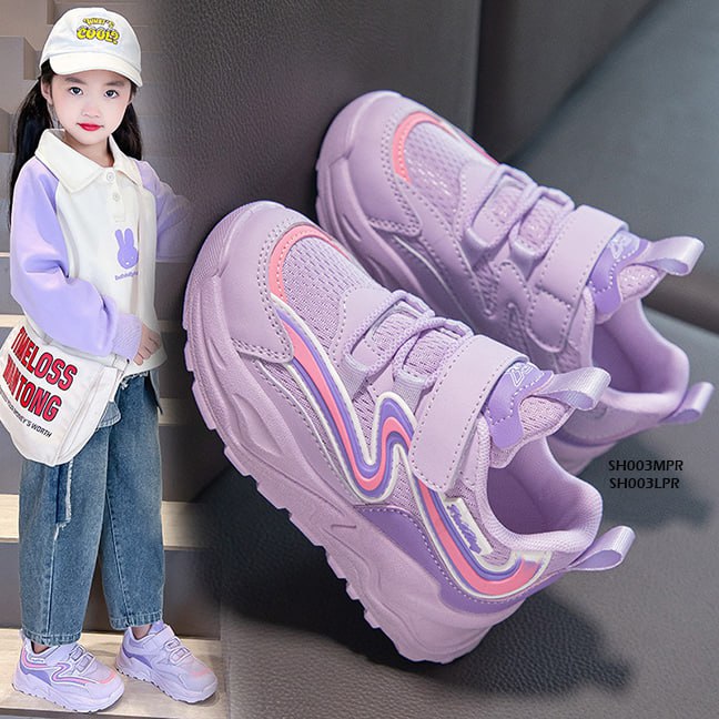 Sepatu Sneaker Anak Cewek/Perempuan usia 4 - 13 Tahun  Style Gelombang  Bahan Premium Impor