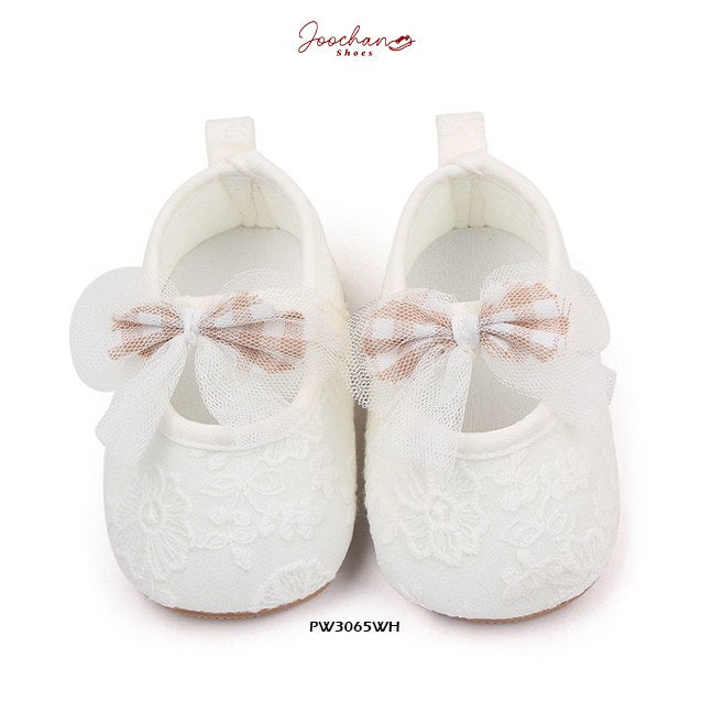 Prewalker Bordir Ribbon Lace Pink & White