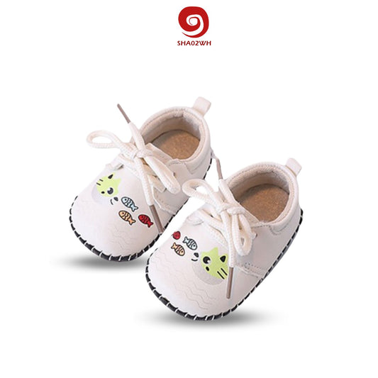 Sepatu Prewalker Bayi Cewek/Cowok Usia 0-6 Bulan Shoes Fish Tali  Bahan Premium Impor