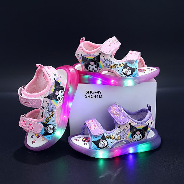 Sepatu Sandal LED Anak Cewek/Perempuan Usia 1-5 Tahun Style Kuromi Bahan Premium Impor