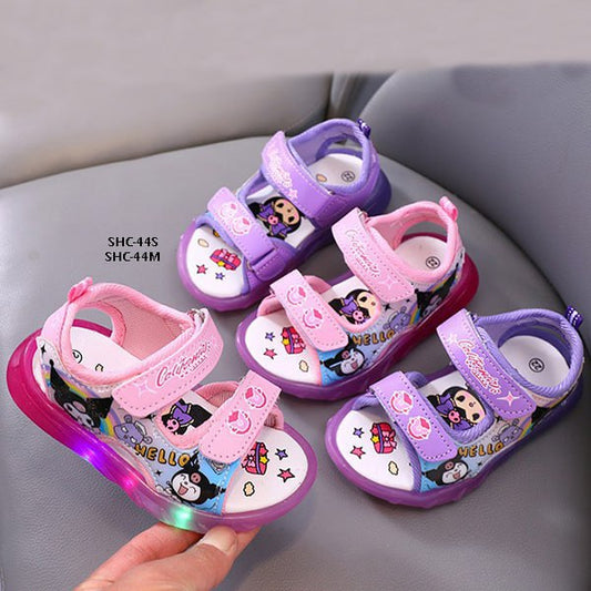 Sepatu Sandal LED Anak Cewek/Perempuan Usia 1-5 Tahun Style Kuromi Bahan Premium Impor