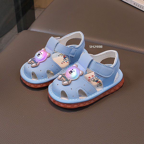 Sepatu Sandal LED Anak Cewek/Cowok Usia 1-12 Bulan Style Hello Bear  Bahan Premium Impor