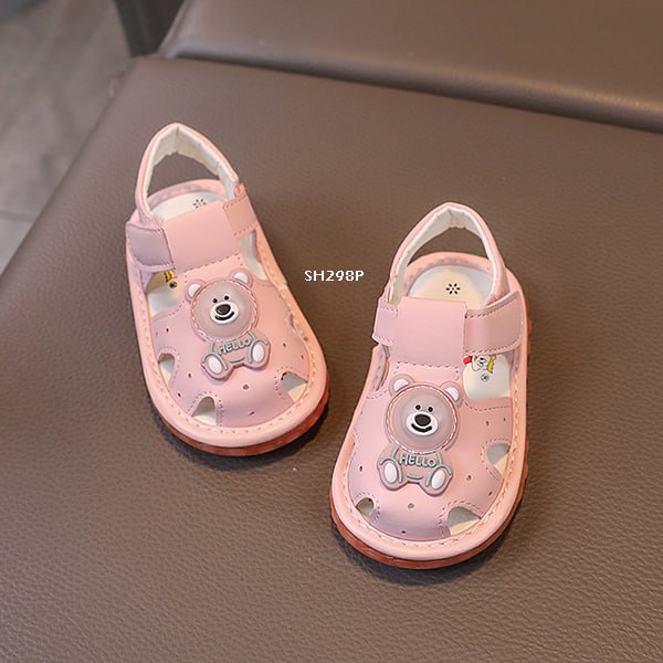 Sepatu Sandal LED Anak Cewek/Cowok Usia 1-12 Bulan Style Hello Bear  Bahan Premium Impor