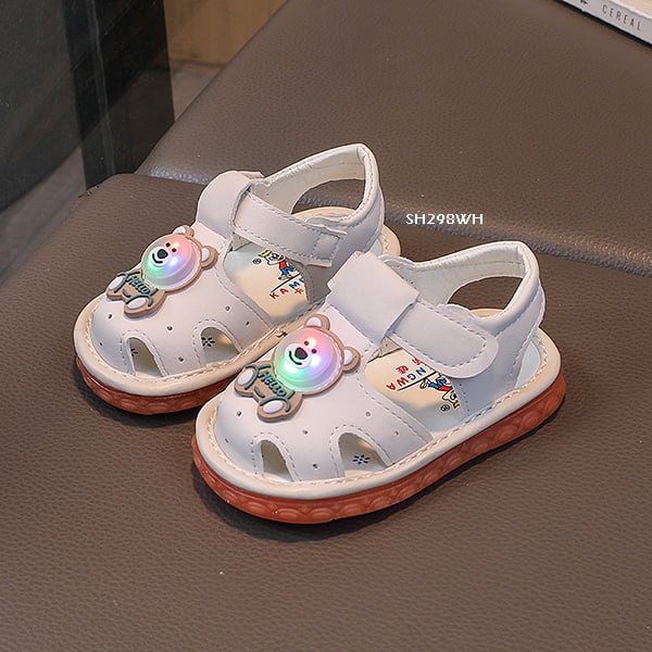 Sepatu Sandal LED Anak Cewek/Cowok Usia 1-12 Bulan Style Hello Bear  Bahan Premium Impor