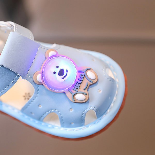 Sepatu Sandal LED Anak Cewek/Cowok Usia 1-12 Bulan Style Hello Bear  Bahan Premium Impor