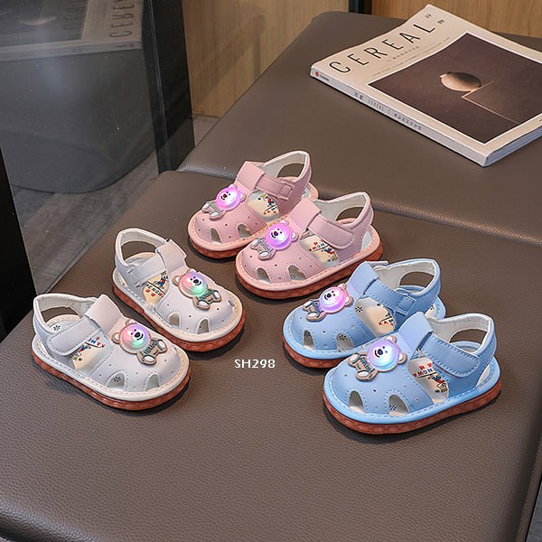 Sepatu Sandal LED Anak Cewek/Cowok Usia 1-12 Bulan Style Hello Bear  Bahan Premium Impor