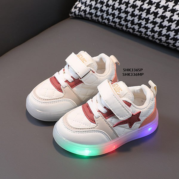 Sepatu Sneakers Anak Cewek/Cowok Usia 1-5 Tahun LED Star Bahan Premium Impor